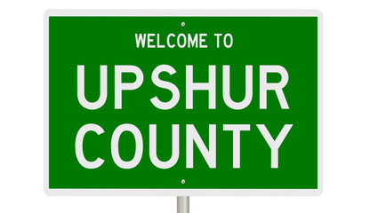 Rendering of a green 3d highway sign for Upshur County