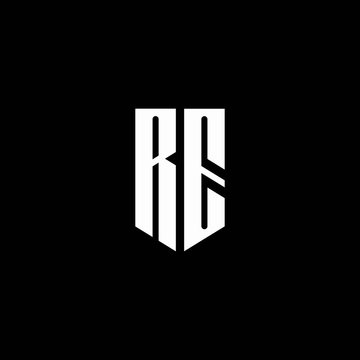 RE logo monogram with emblem style isolated on black background