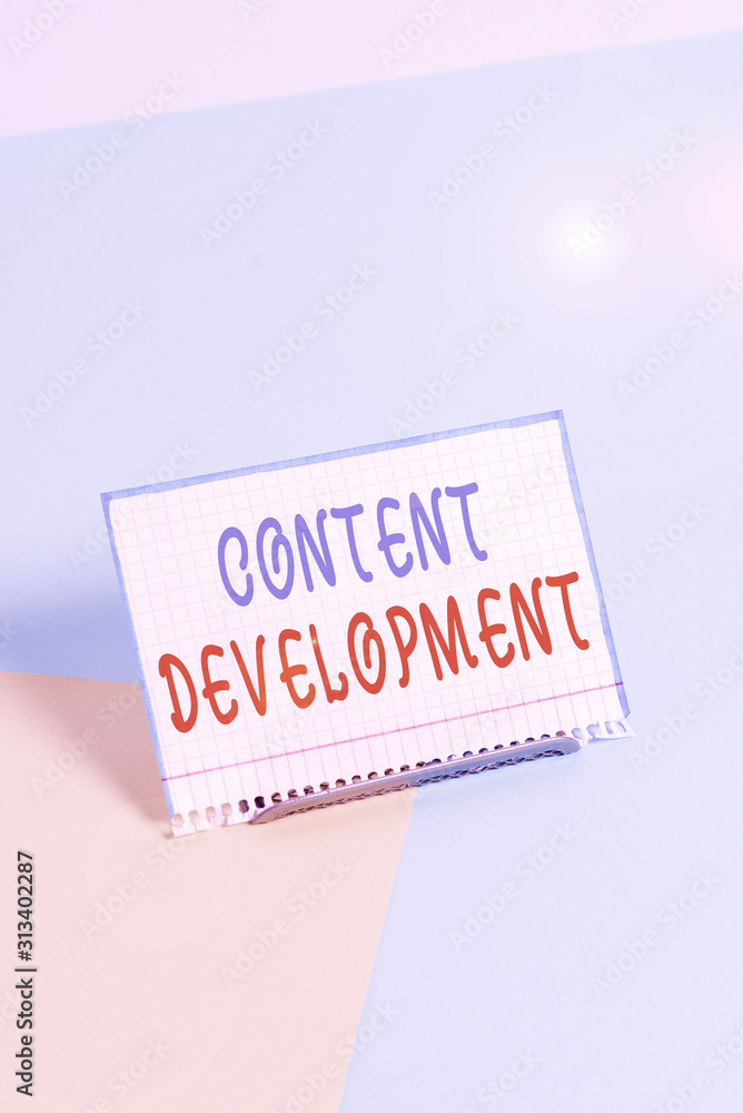 Poster text sign showing content development. business photo showcasing authoring and originating content f