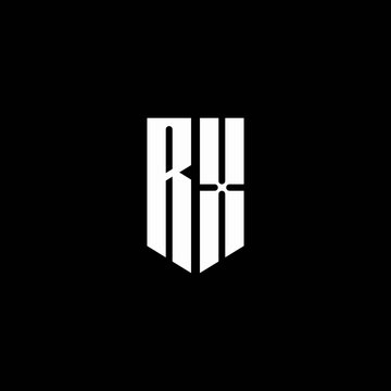 RX logo monogram with emblem style isolated on black background