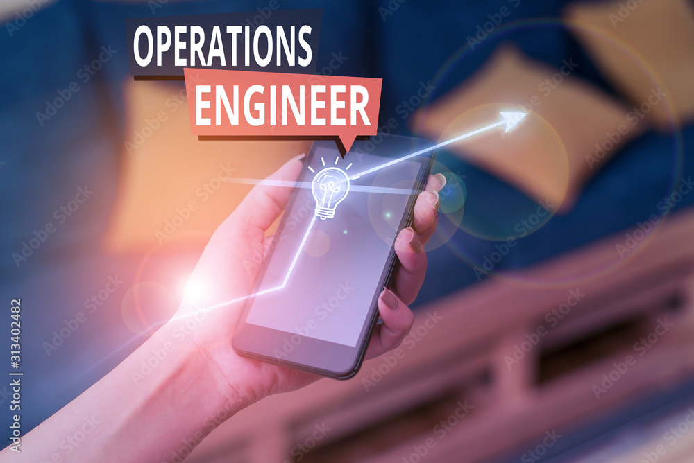 Poster handwriting text operations engineer. conceptual photo analyze and design operation that will improv