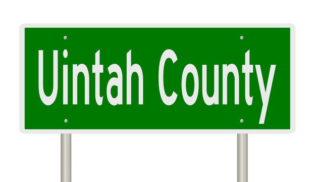 Rendering Of A Green 3d Highway Sign For Uintah County