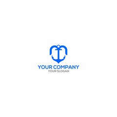 M Anchor Logo Design Vector