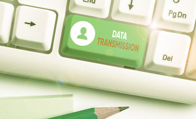 Handwriting text Data Transmission. Conceptual photo sending data electronically over a communications network