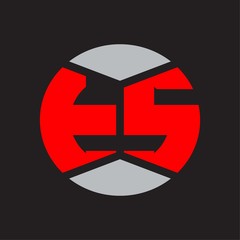 TS Logo monogram with piece circle ribbon style on red colors and black background