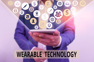 Word writing text Wearable Technology. Business photo showcasing electronic devices that can be...