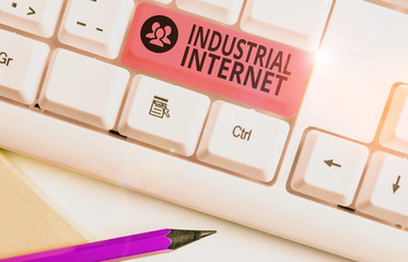 Text sign showing Industrial Internet. Business photo showcasing use of the internet of things in...