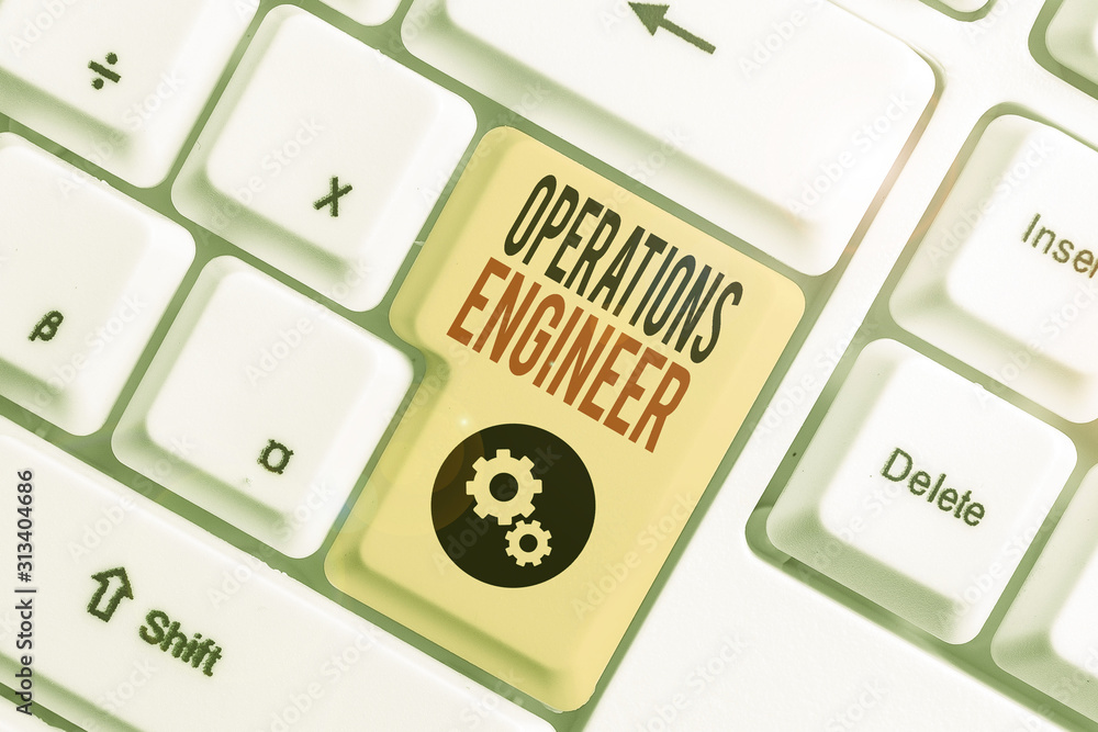 Poster writing note showing operations engineer. business concept for analyze and design operation that wil