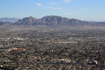 Aerial view of the residential areas of the city of Las Vegas, NV, apart from the strip. Seen from the Stratosphere Tower.