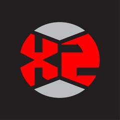 XZ Logo monogram with piece circle ribbon style on red colors and black background