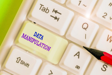 Text sign showing Data Manipulation. Business photo showcasing the process of changing data to make...