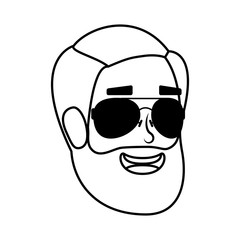 young man head with beard and sunglasses