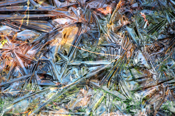 Abstract ice view from little pond called Pikku Katavalammi in Tammela, Southern Finland. 
