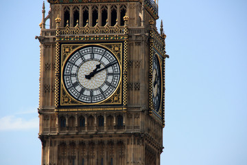 Fototapeta na wymiar Elizabeth Tower, commonly known as Big Ben, at the Palace of Westminster in London, United Kingdom