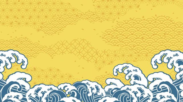 波と和風背景