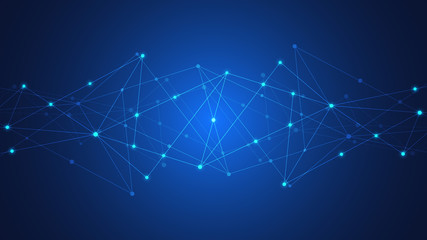 Global network connection. Abstract geometric background with connecting dots and lines. Digital technology and communication concept.