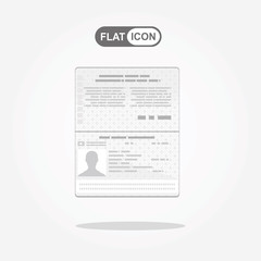 Passport with biometric data. Identification Document. Flat Vector Illustration