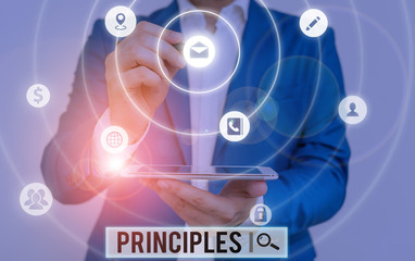 Handwriting text writing Principles. Conceptual photo fundamental truth that serves as the base for...