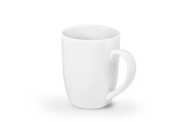 The white mug on a white background.