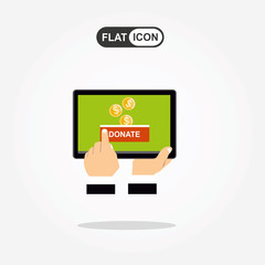 Money donation through tablet concept illustration. Symbol charity.
