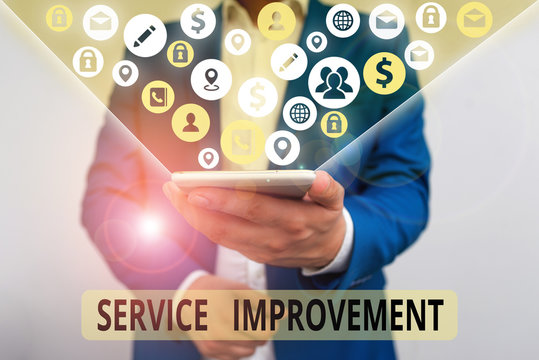 Word writing text Service Improvement. Business photo showcasing continuous actions that lead to better service or system