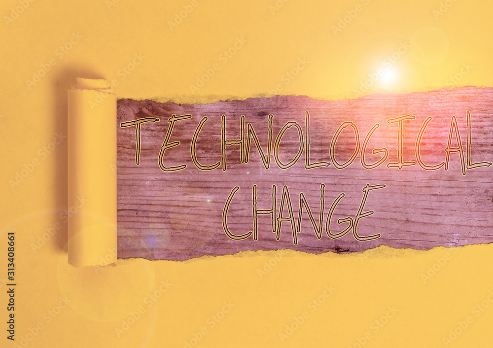 Poster conceptual hand writing showing technological change. concept meaning increase in the efficiency of 