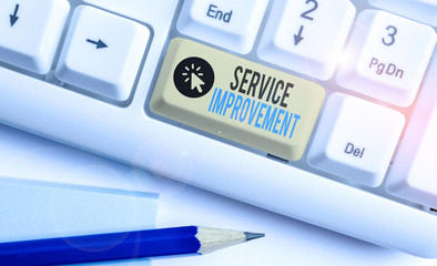 Text sign showing Service Improvement. Business photo showcasing continuous actions that lead to...