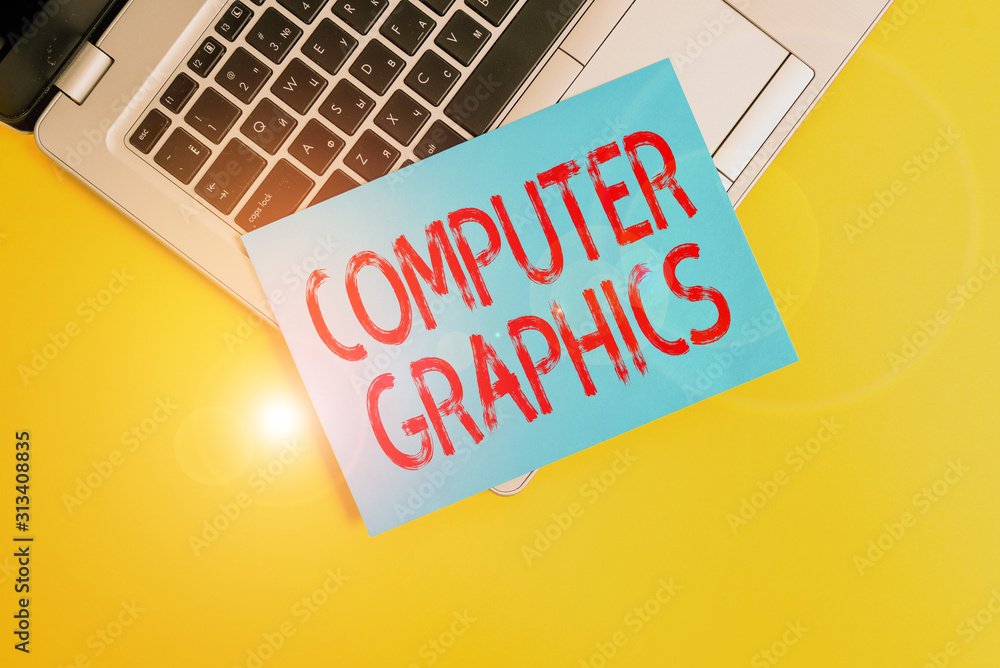 Poster text sign showing computer graphics. business photo showcasing visual representations of data displa