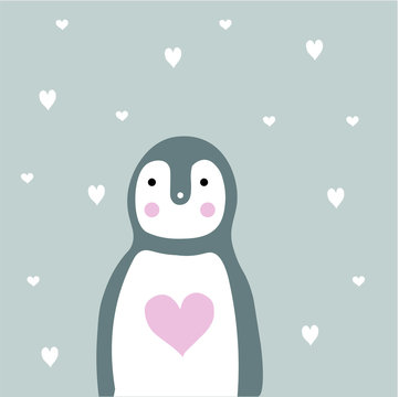 penguin animal heart cute