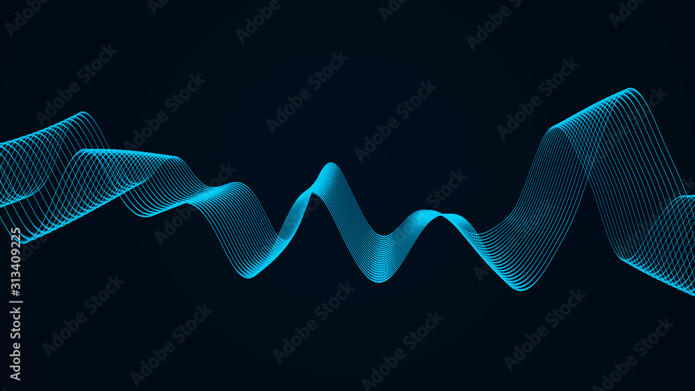 Wall mural abstract digital waves of particles. sound wave element. equalizer for music. big data visualization