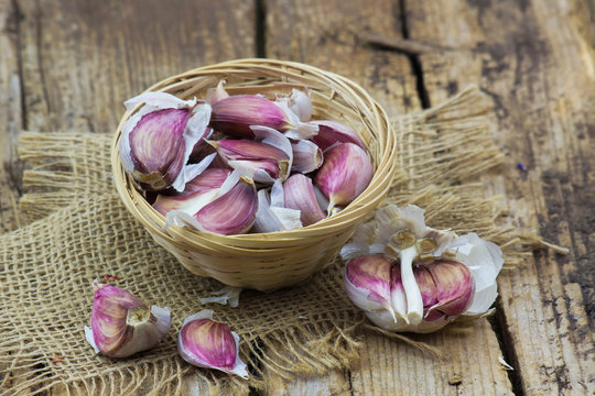 fresh garlic in a basket