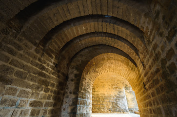 Spiral arches inside the ancient Portuguese built fort in the island of Diu in India.