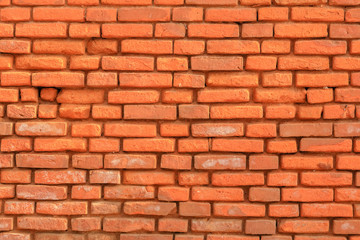 Old red brick wall, а background
