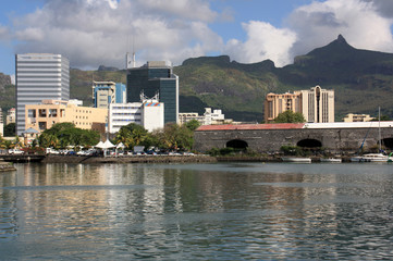 Urban skyline of Port Louis, Mauritius