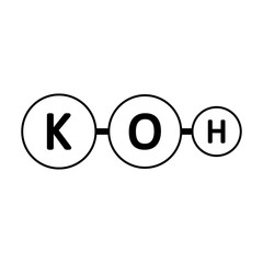 Potassium hydroxide molecule icon.