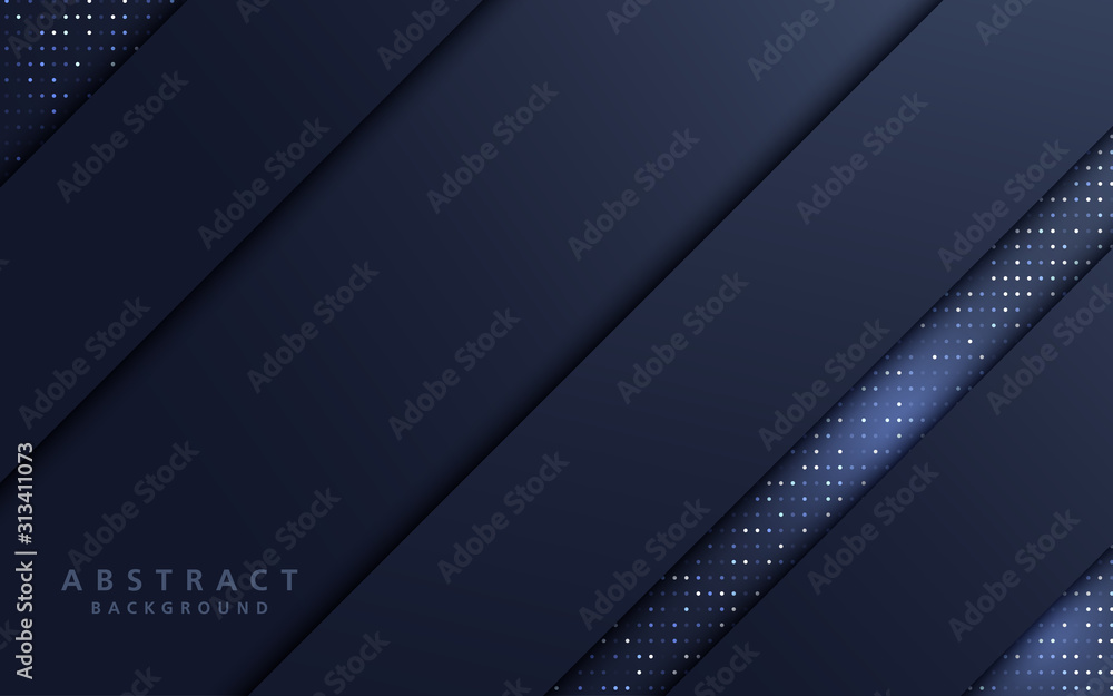 Poster abstract metallic blue shiny color dark navy frame layout modern tech design with dots vector templa