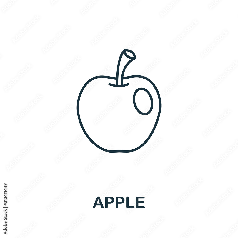 Poster apple icon from fruits collection. simple line element apple symbol for templates, web design and in