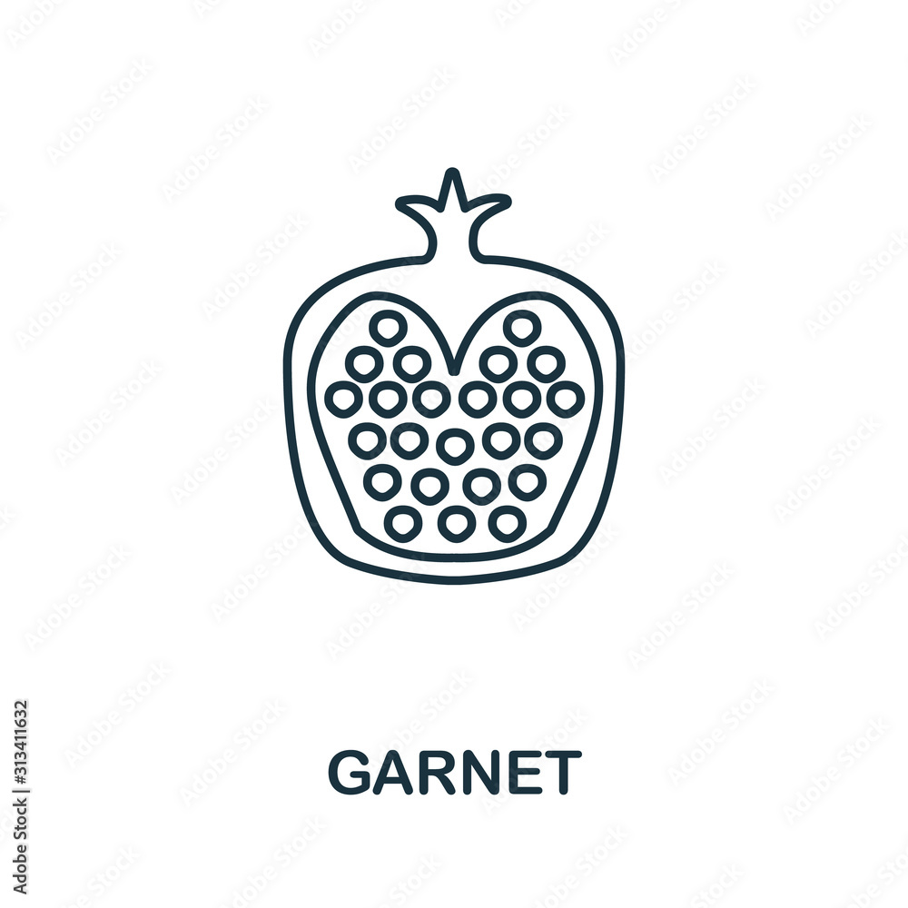 Poster garnet icon from fruits collection. simple line element garnet symbol for templates, web design and 