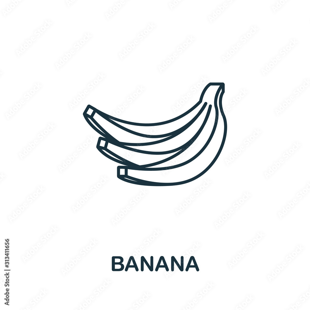 Aufkleber banana icon from fruits collection. simple line element banana symbol for templates, web design and 