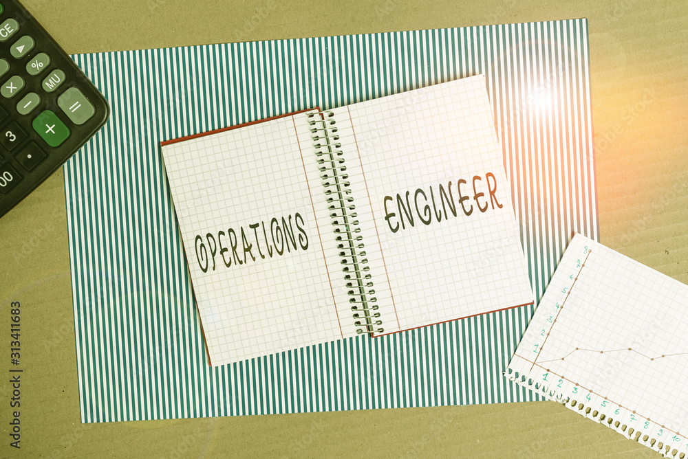 Poster word writing text operations engineer. business photo showcasing analyze and design operation that w