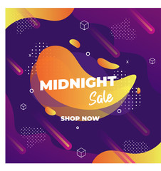Midnight Sale Template Design for Advertising text, banner and social media post. Ready to use and easy to customize. Vector Illustration