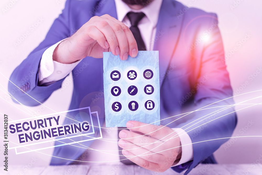 Poster word writing text security engineering. business photo showcasing focus on the security aspects in t