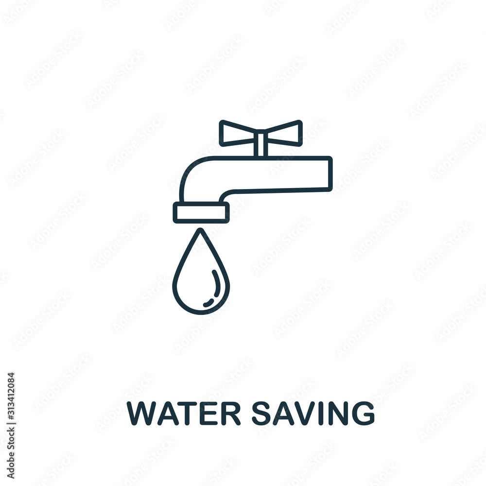 Poster water saving icon from clean energy collection. simple line element water saving symbol for template