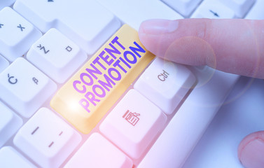 Word writing text Content Promotion. Business photo showcasing about getting content in front of...