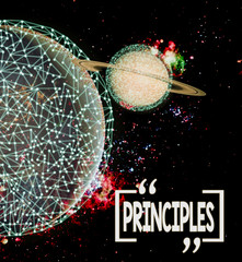 Writing note showing Principles. Business concept for fundamental truth that serves as the base for...