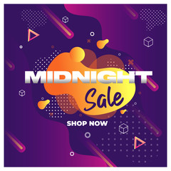 Midnight Sale Template Design for Advertising text, banner and social media post. Ready to use and easy to customize. Vector Illustration