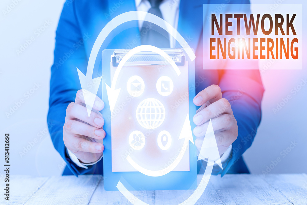 Poster writing note showing network engineering. business concept for field concerned with internetworking 