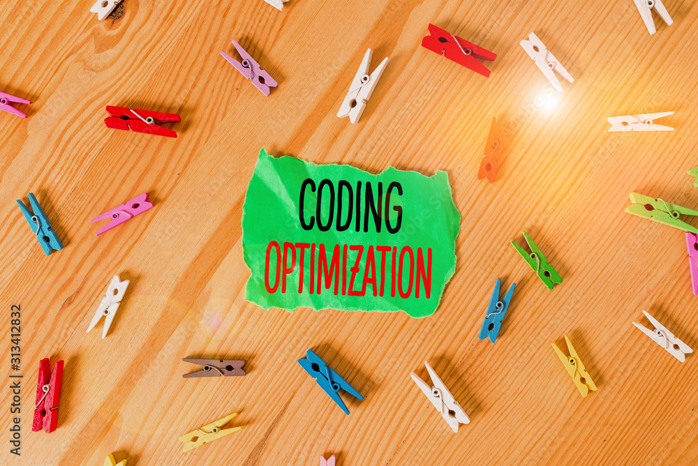 Poster conceptual hand writing showing coding optimization. concept meaning method of code modification to 