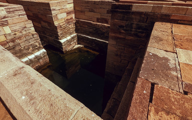 Water well built with stones at aihole. 6th centruy architecture