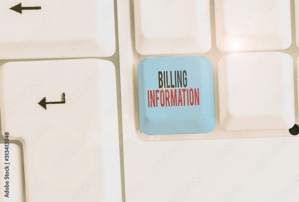 Poster writing note showing billing information. business concept for address connected to a specific form 